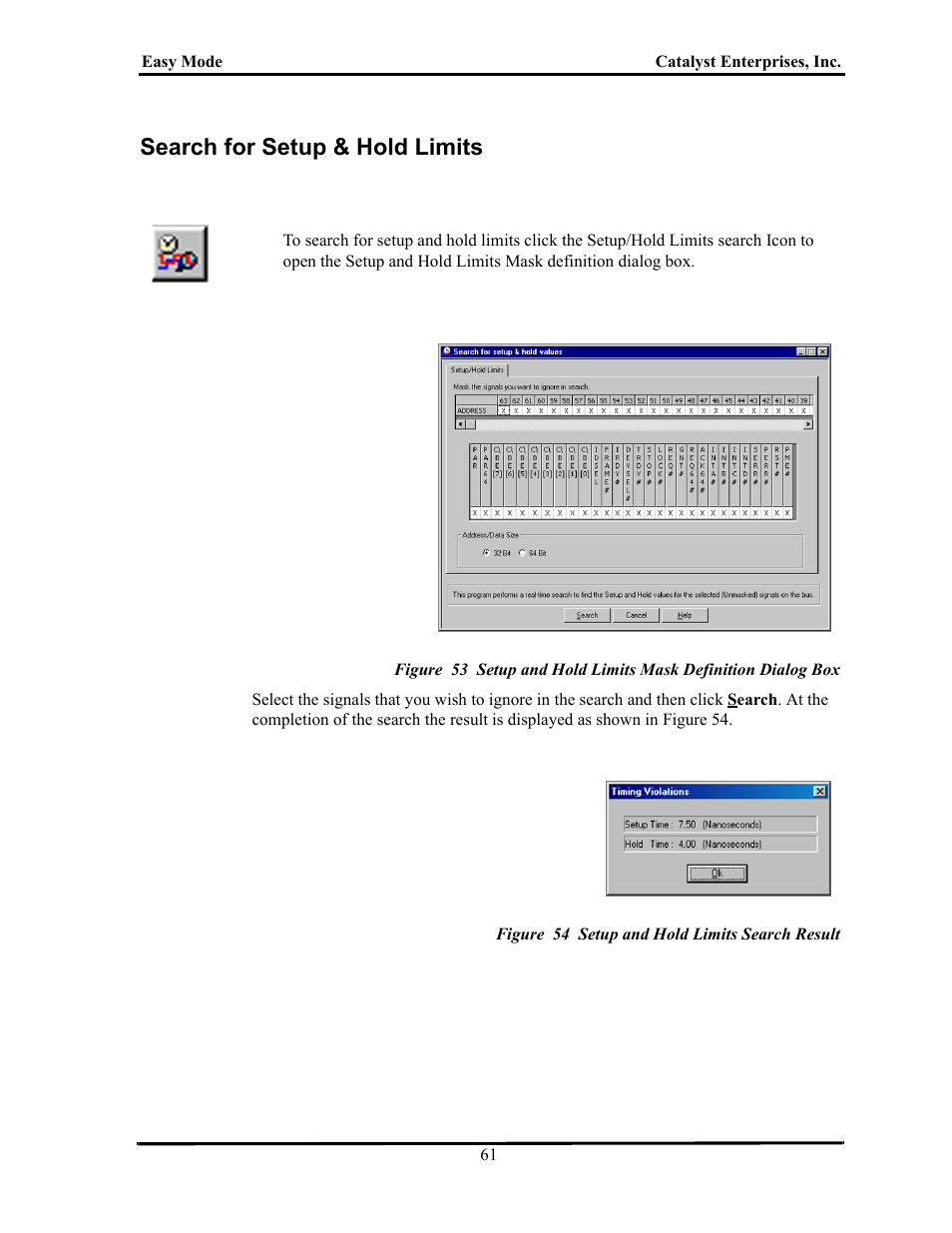 Search for setup & hold limits, Figure 54 setup and hold limits search result, Earch | Etup, Imits | Teledyne LeCroy TA700_800_850 User Manual User Manual | Page 75 / 268
