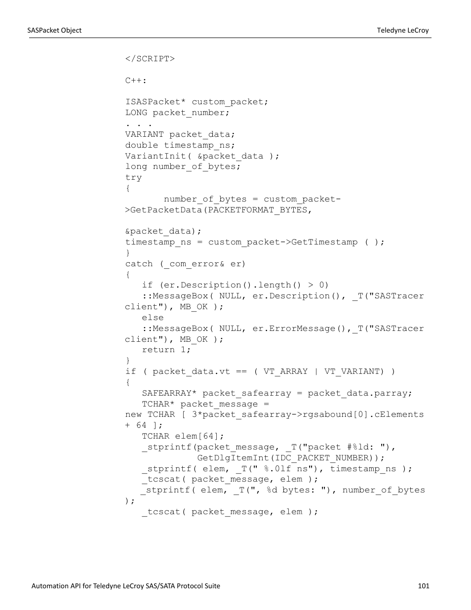 Teledyne LeCroy SAS_SATA Automation API manual User Manual | Page 107 / 150