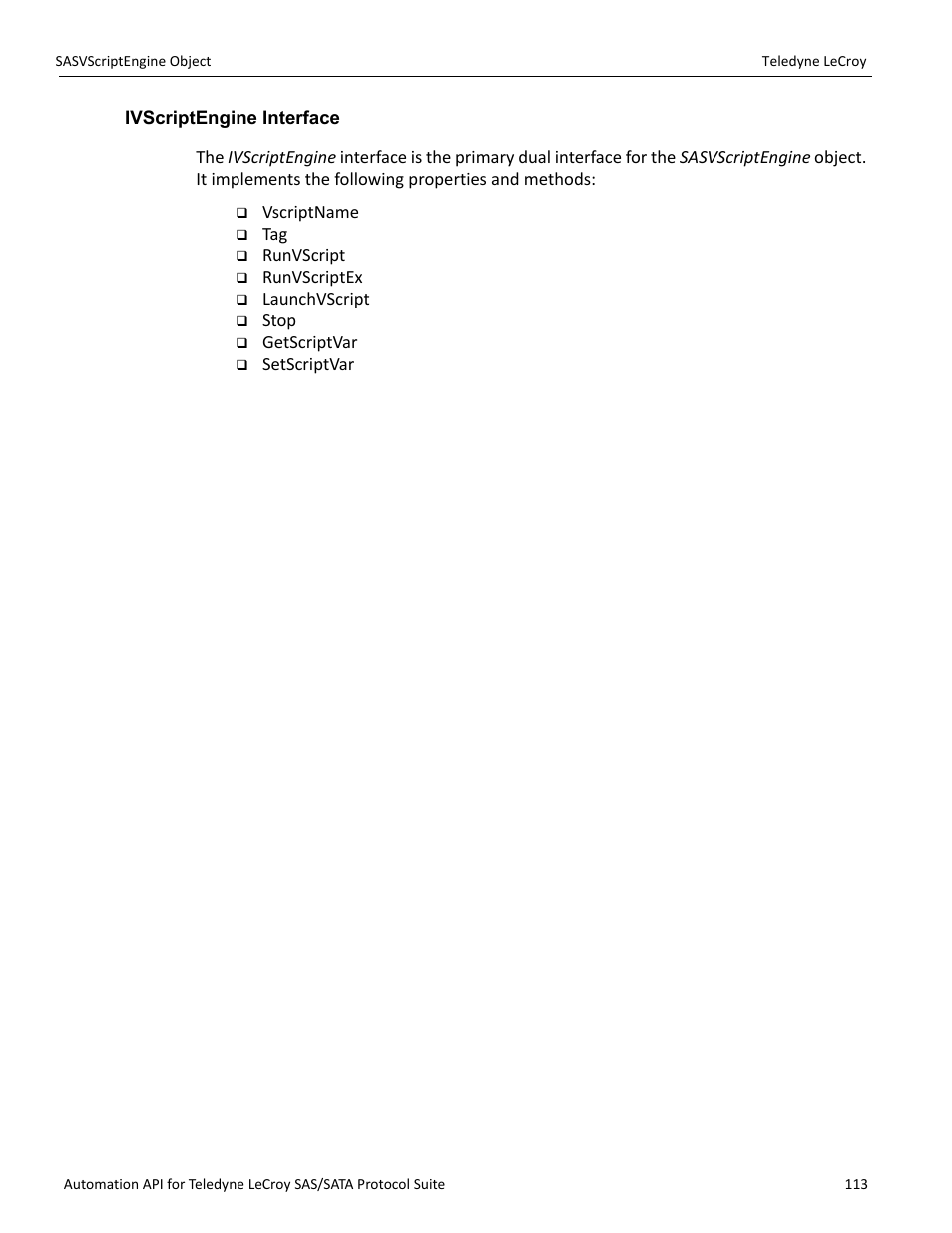 Ivscriptengine interface | Teledyne LeCroy SAS_SATA Automation API manual User Manual | Page 119 / 150