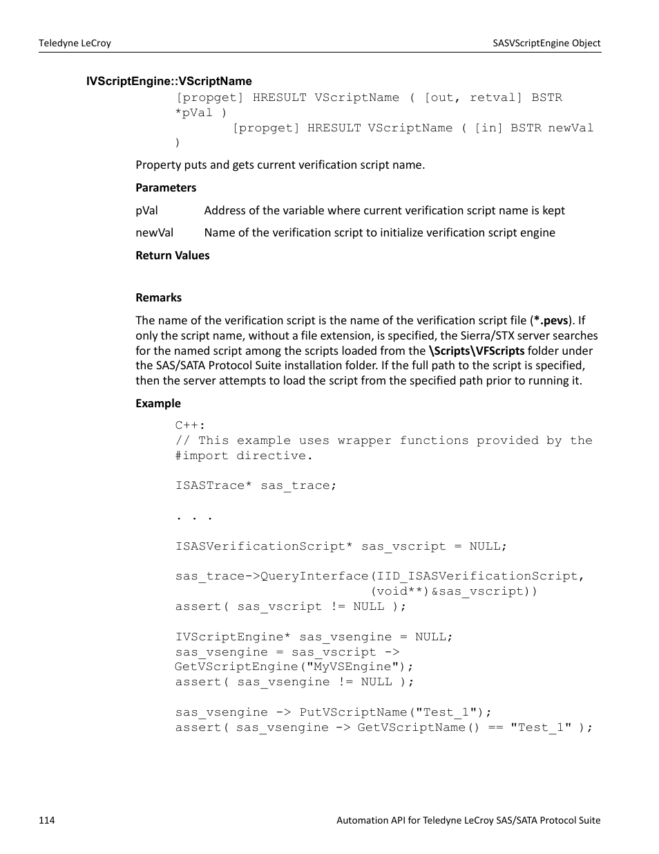 Ivscriptengine::vscriptname | Teledyne LeCroy SAS_SATA Automation API manual User Manual | Page 120 / 150