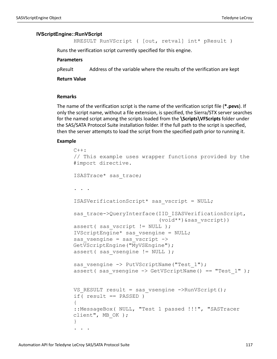 Ivscriptengine::runvscript | Teledyne LeCroy SAS_SATA Automation API manual User Manual | Page 123 / 150