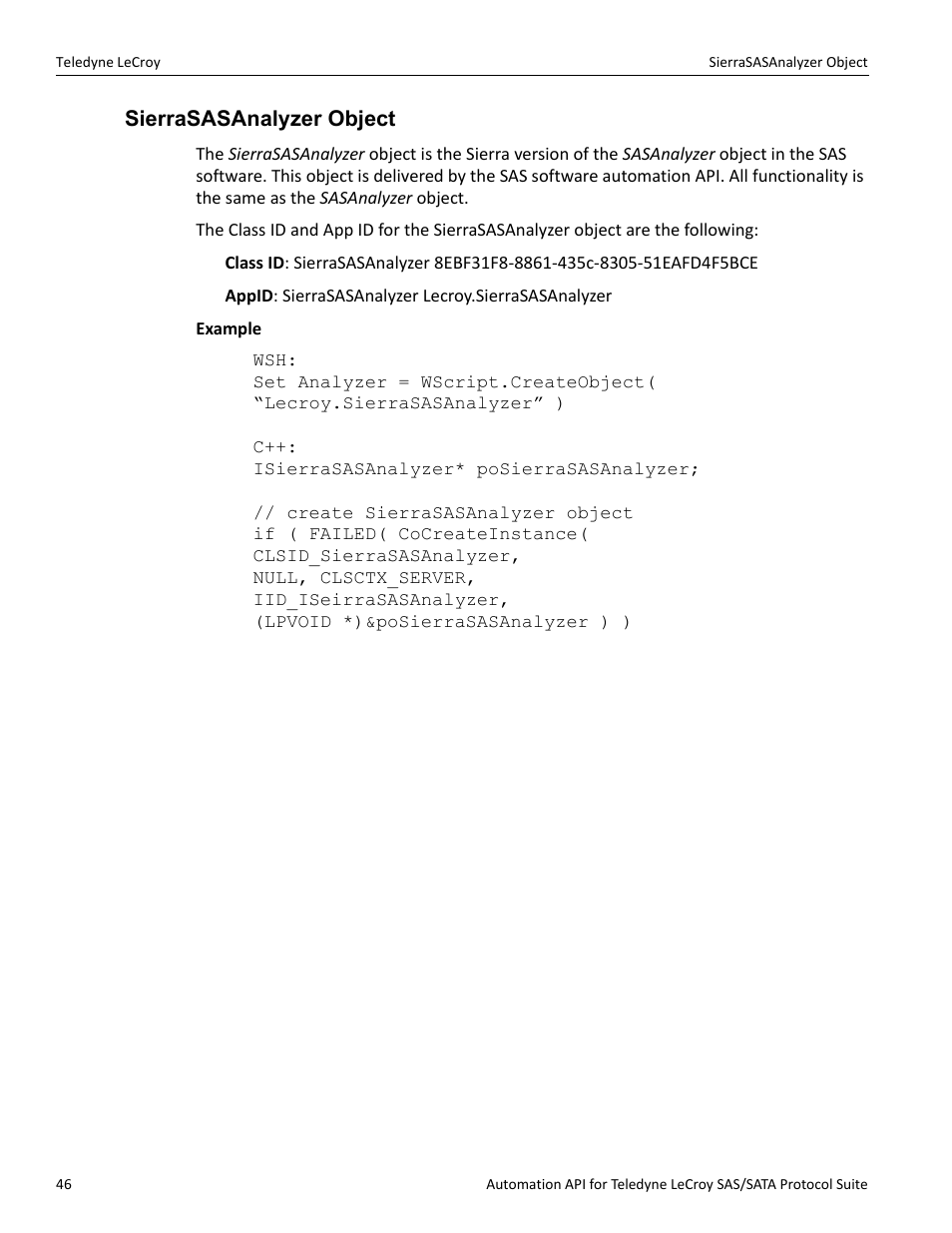 Sierrasasanalyzer object | Teledyne LeCroy SAS_SATA Automation API manual User Manual | Page 52 / 150