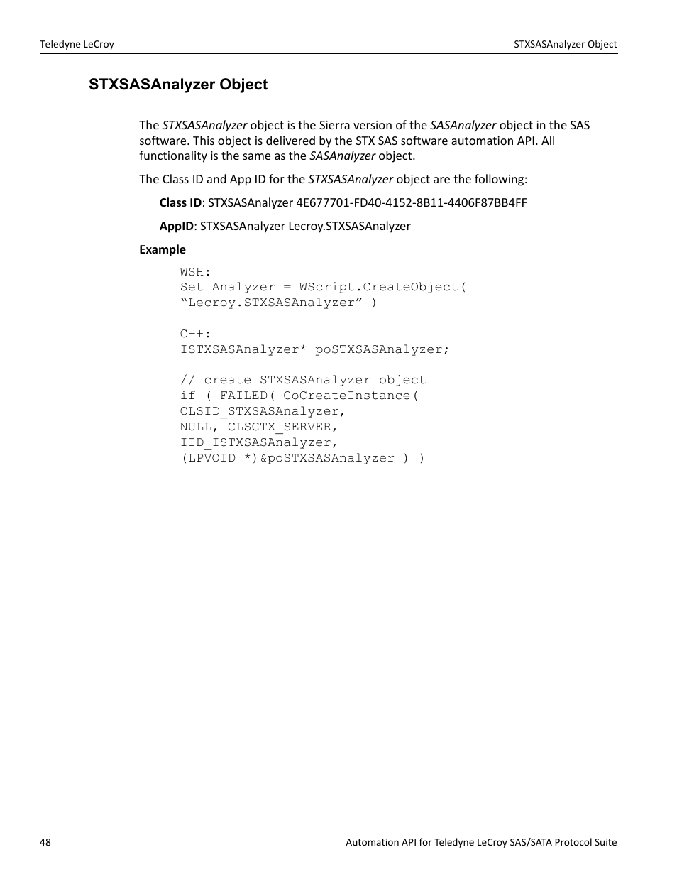 Stxsasanalyzer object | Teledyne LeCroy SAS_SATA Automation API manual User Manual | Page 54 / 150