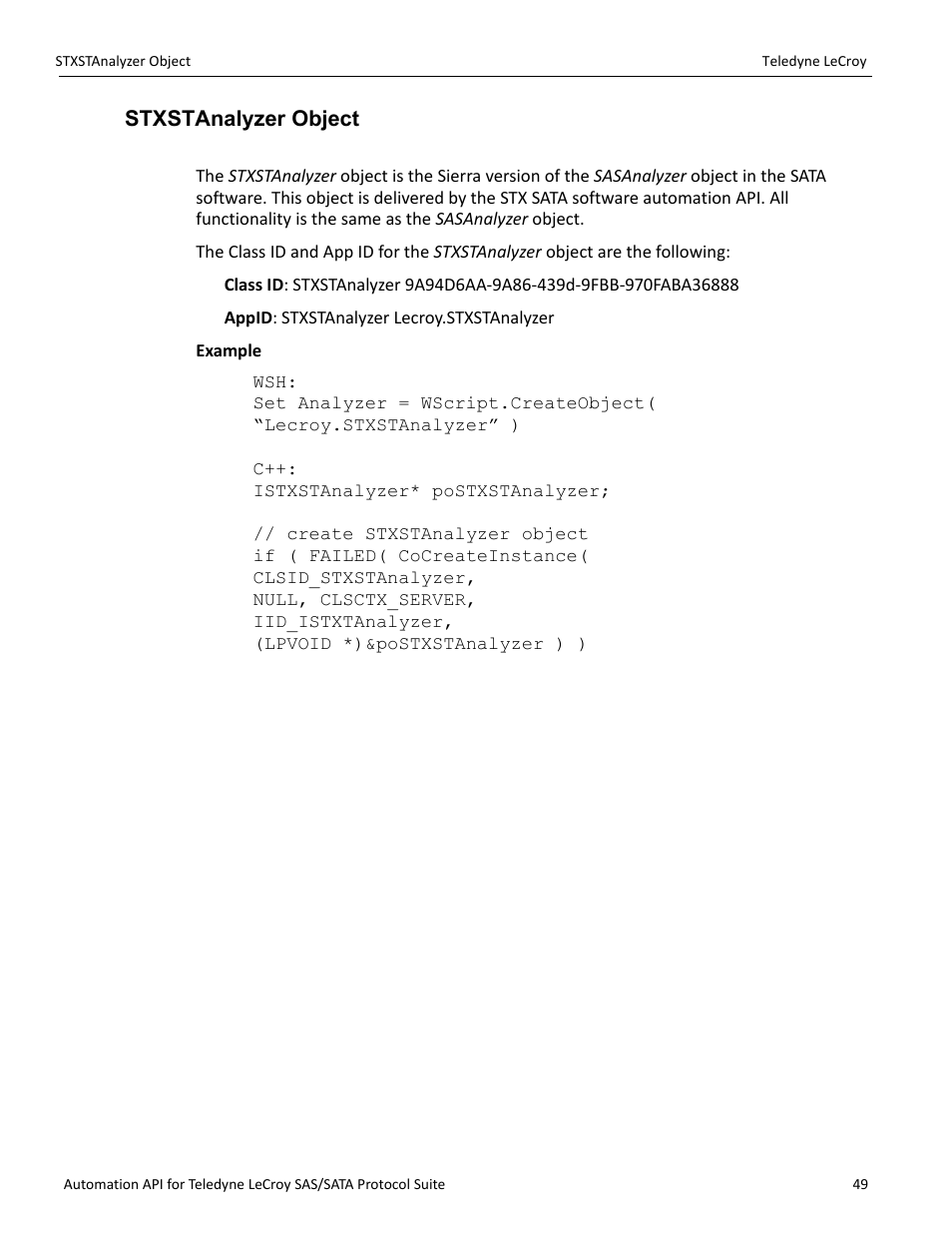 Stxstanalyzer object | Teledyne LeCroy SAS_SATA Automation API manual User Manual | Page 55 / 150