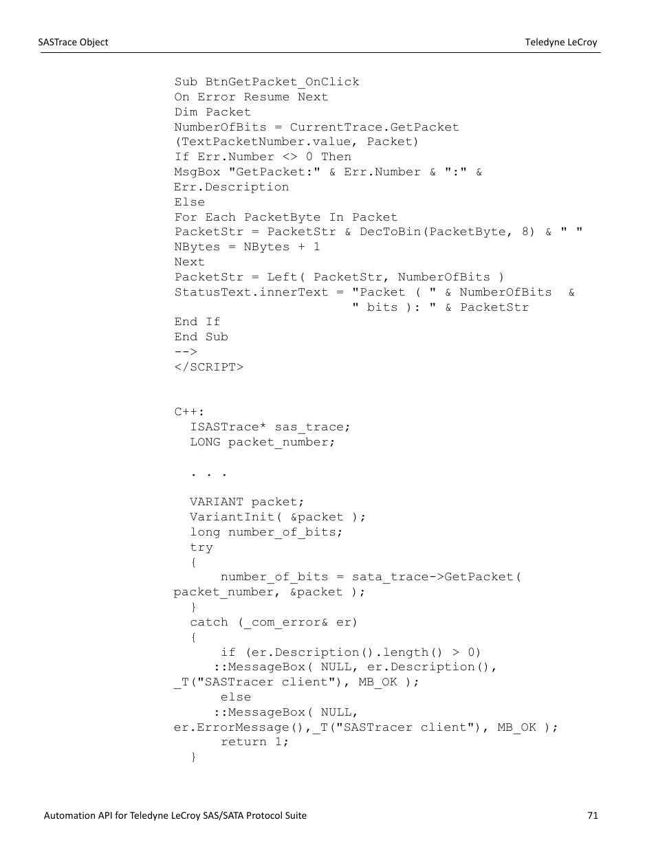 Teledyne LeCroy SAS_SATA Automation API manual User Manual | Page 77 / 150