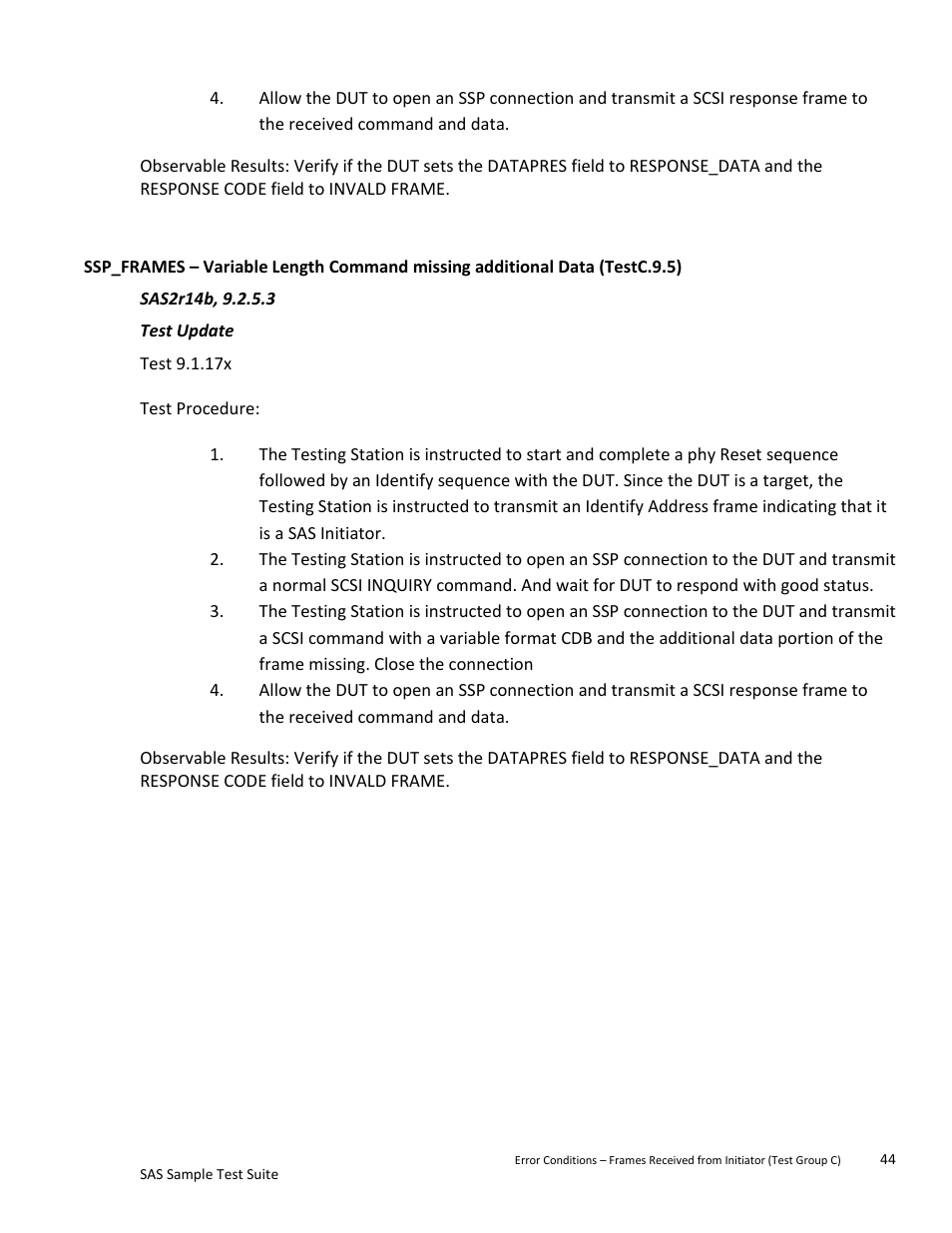 Sas2r14b, 9.2.5.3, Test update | Teledyne LeCroy SAS Sample Test Suite User Manual | Page 44 / 109
