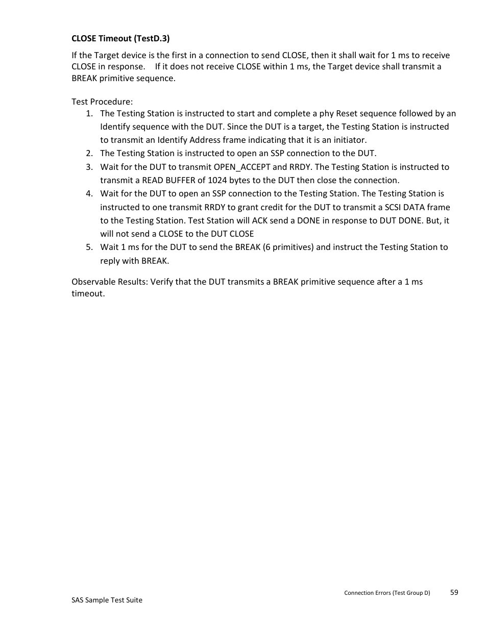 Close timeout (testd.3) | Teledyne LeCroy SAS Sample Test Suite User Manual | Page 59 / 109