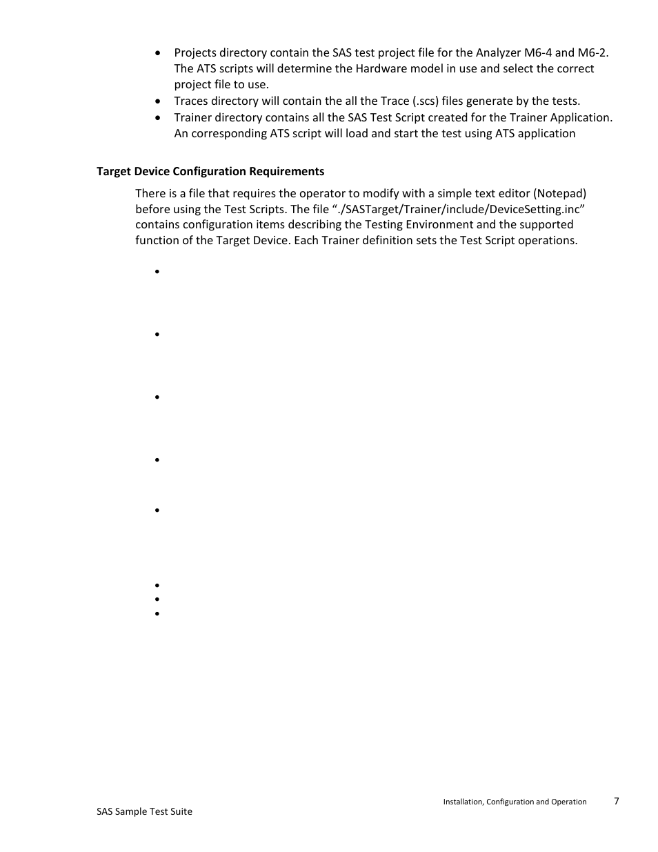 Target device configuration requirements | Teledyne LeCroy SAS Sample Test Suite User Manual | Page 7 / 109