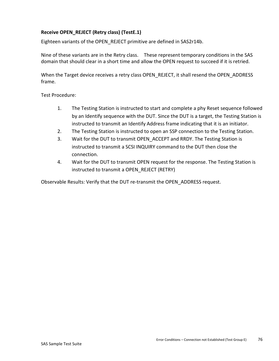 Receive open_reject (retry class) (teste.1) | Teledyne LeCroy SAS Sample Test Suite User Manual | Page 76 / 109