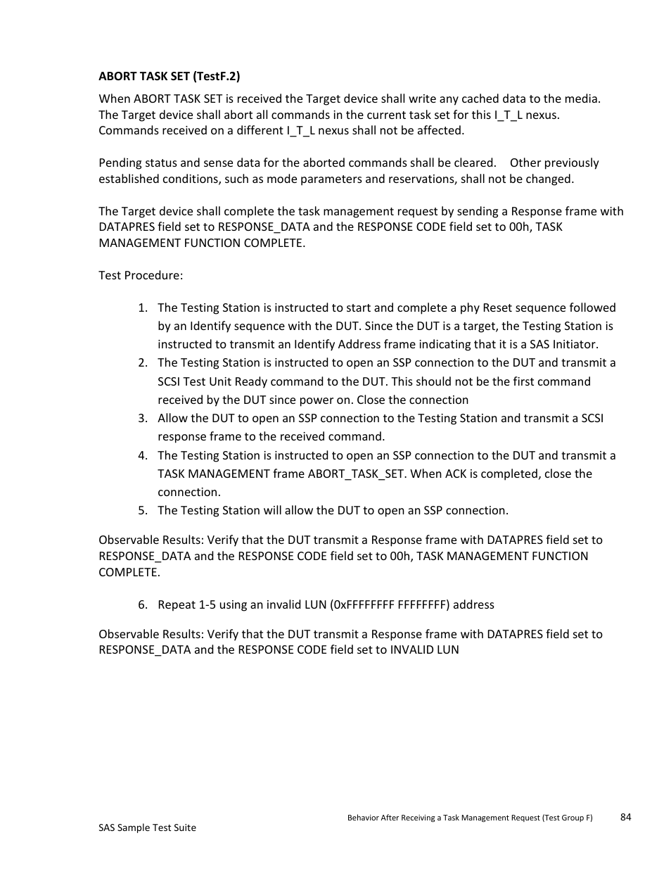 Abort task set (testf.2) | Teledyne LeCroy SAS Sample Test Suite User Manual | Page 84 / 109