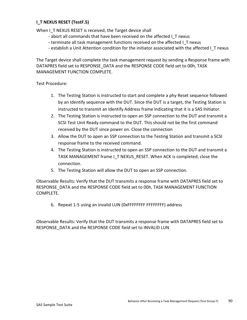 I_t nexus reset (testf.5) | Teledyne LeCroy SAS Sample Test Suite User Manual | Page 90 / 109