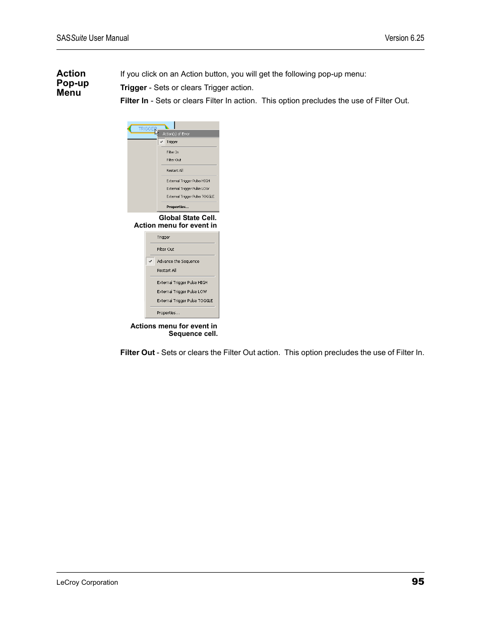 Action pop-up menu | Teledyne LeCroy SAS Suite User Manual User Manual | Page 105 / 302