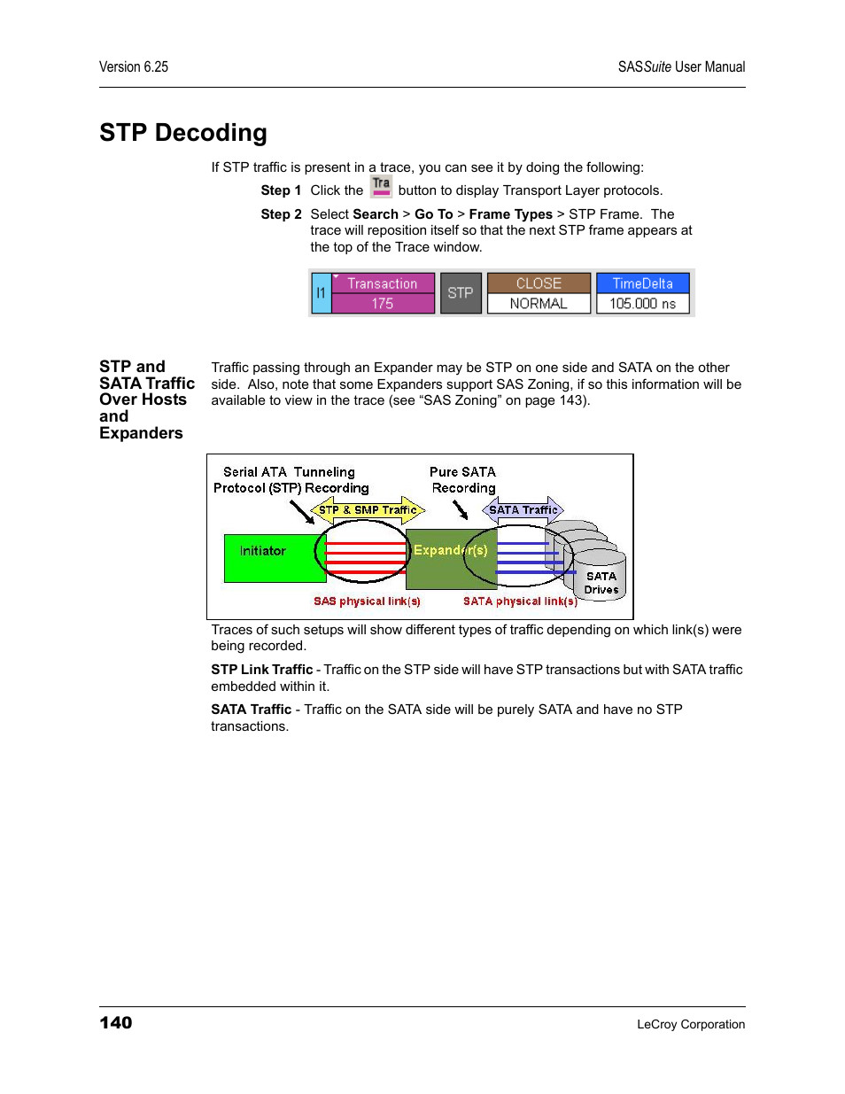 Stp decoding, Stp and sata traffic over hosts and expanders | Teledyne LeCroy SAS Suite User Manual User Manual | Page 150 / 302