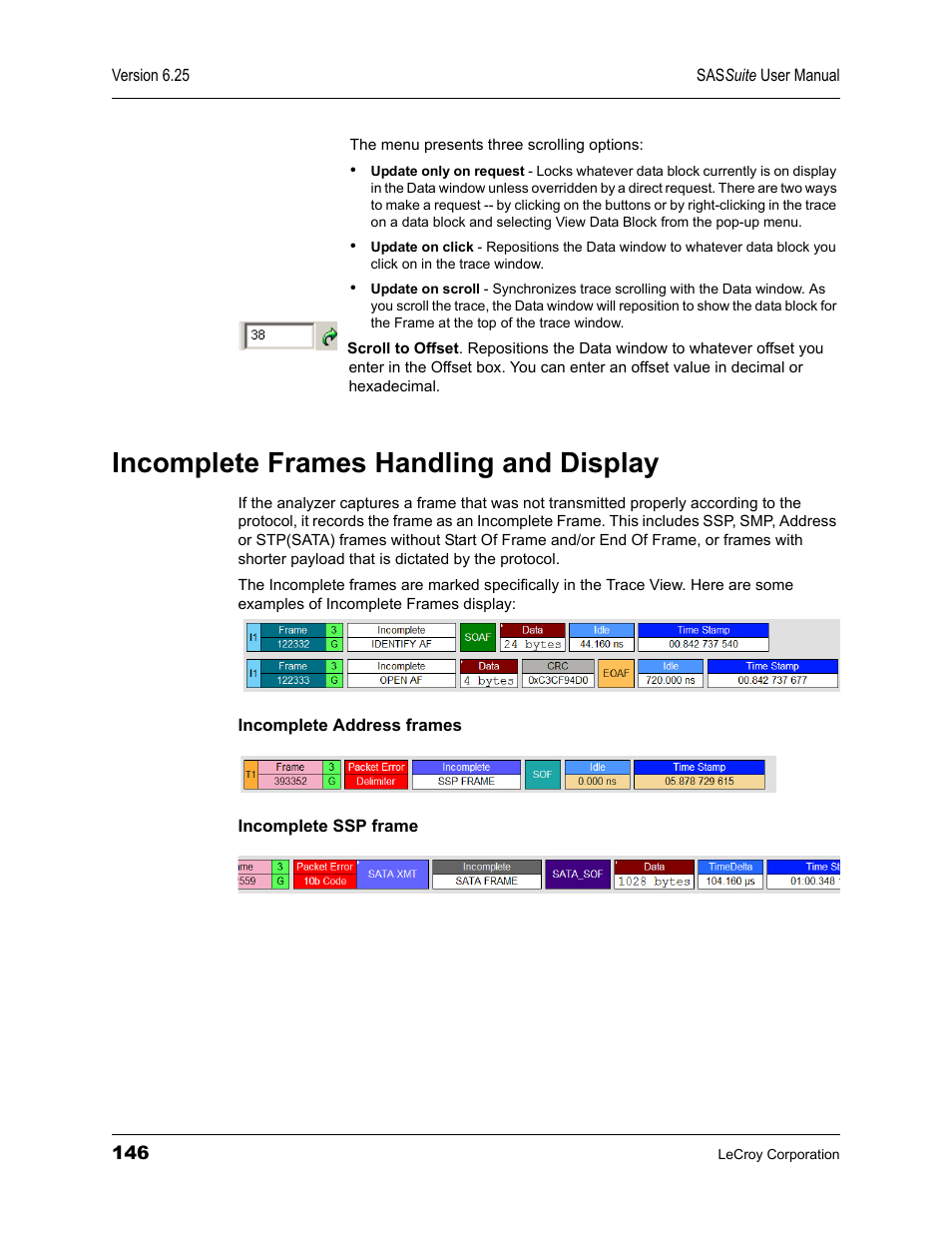 Incomplete frames handling and display | Teledyne LeCroy SAS Suite User Manual User Manual | Page 156 / 302