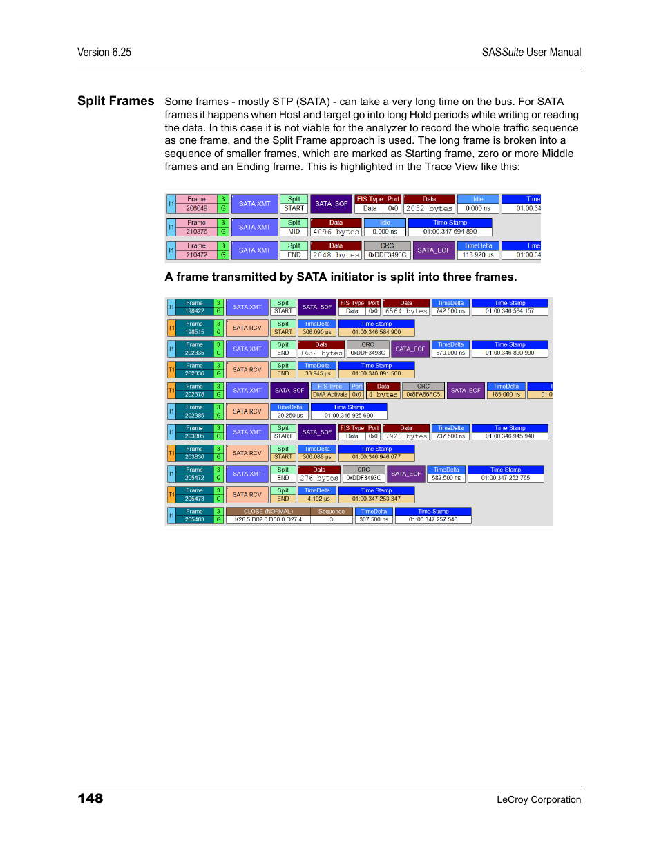 Split frames | Teledyne LeCroy SAS Suite User Manual User Manual | Page 158 / 302