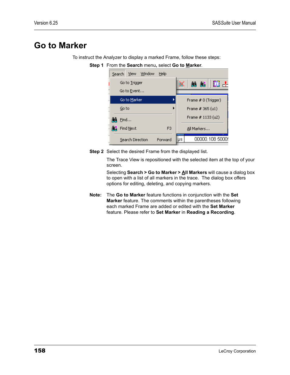 Go to marker | Teledyne LeCroy SAS Suite User Manual User Manual | Page 168 / 302