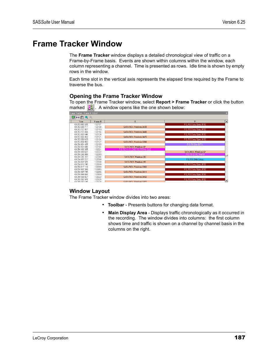 Frame tracker window | Teledyne LeCroy SAS Suite User Manual User Manual | Page 197 / 302