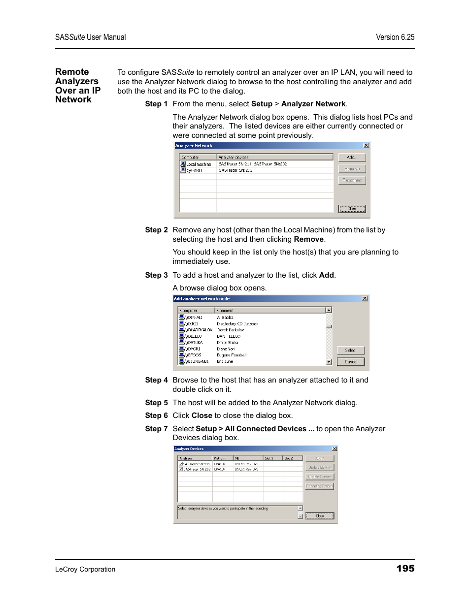 Remote analyzers over an ip network | Teledyne LeCroy SAS Suite User Manual User Manual | Page 205 / 302