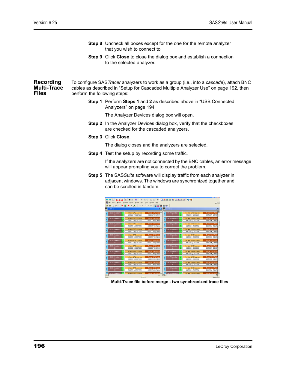 Recording multi-trace files | Teledyne LeCroy SAS Suite User Manual User Manual | Page 206 / 302
