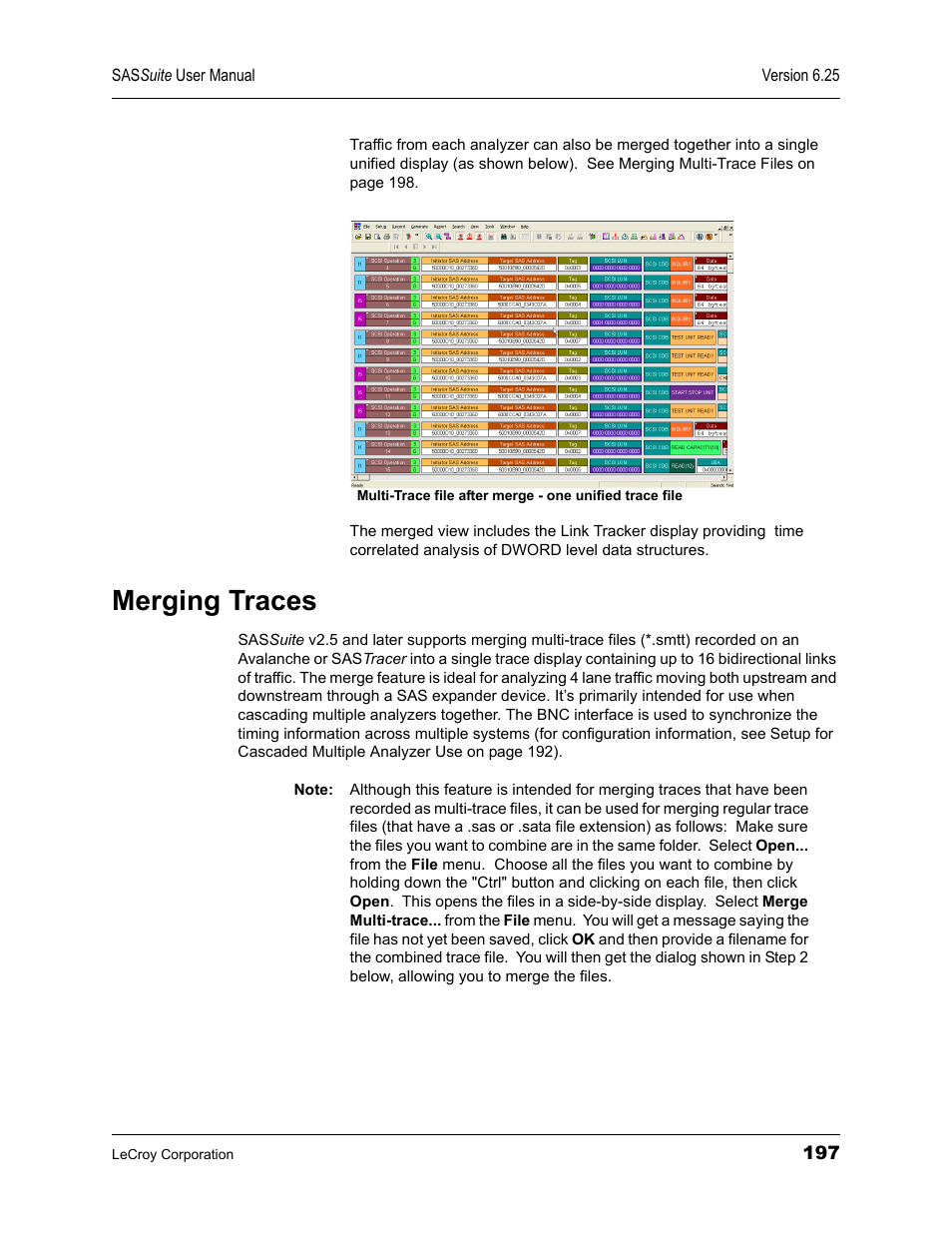 Merging traces | Teledyne LeCroy SAS Suite User Manual User Manual | Page 207 / 302