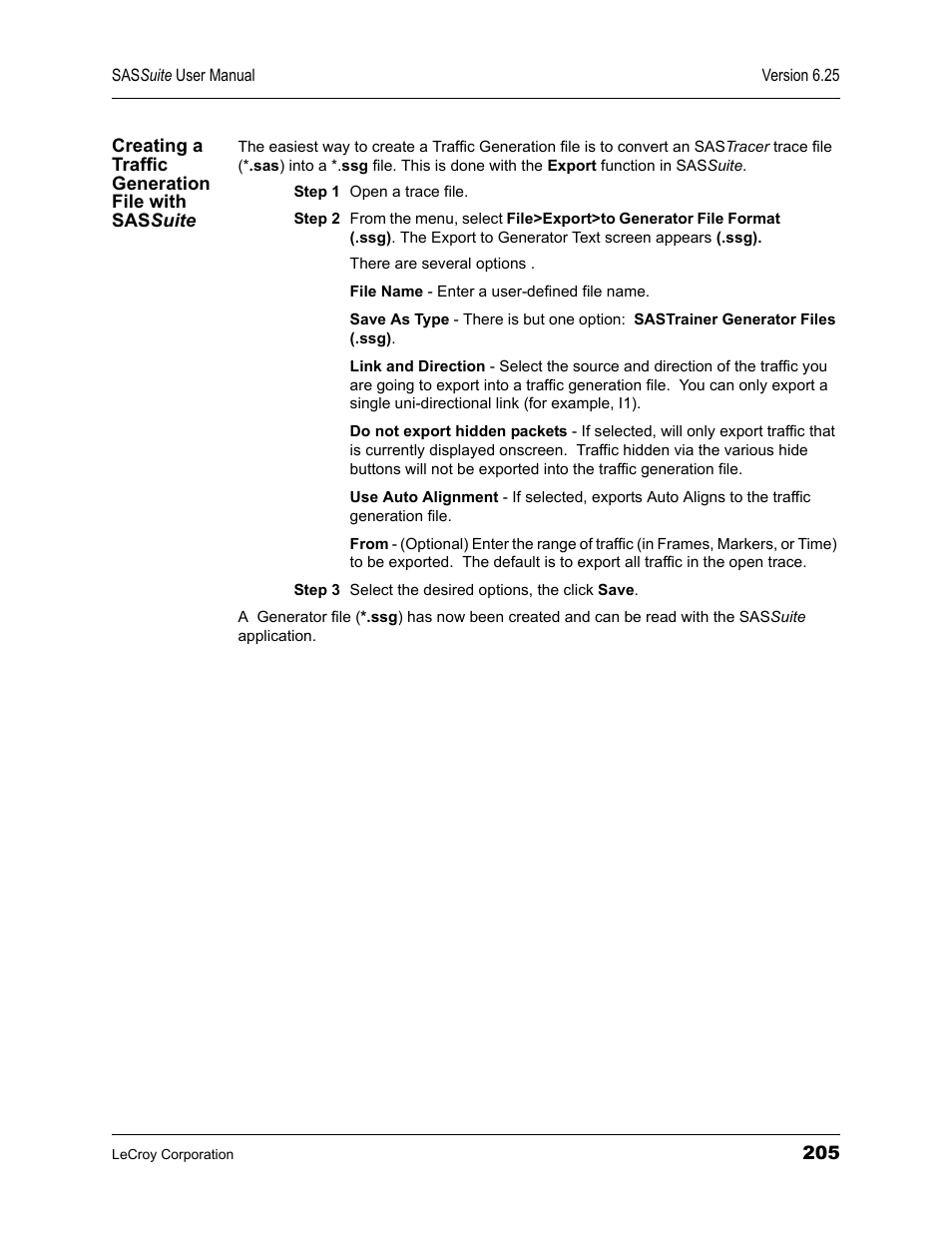 Creating a traffic generation file with sassuite | Teledyne LeCroy SAS Suite User Manual User Manual | Page 215 / 302