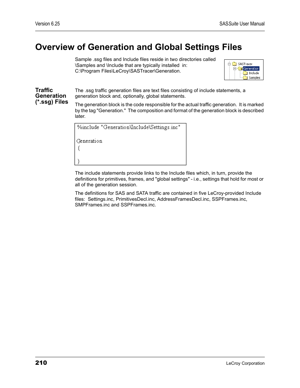 Overview of generation and global settings files, Traffic generation (*.ssg) files | Teledyne LeCroy SAS Suite User Manual User Manual | Page 220 / 302