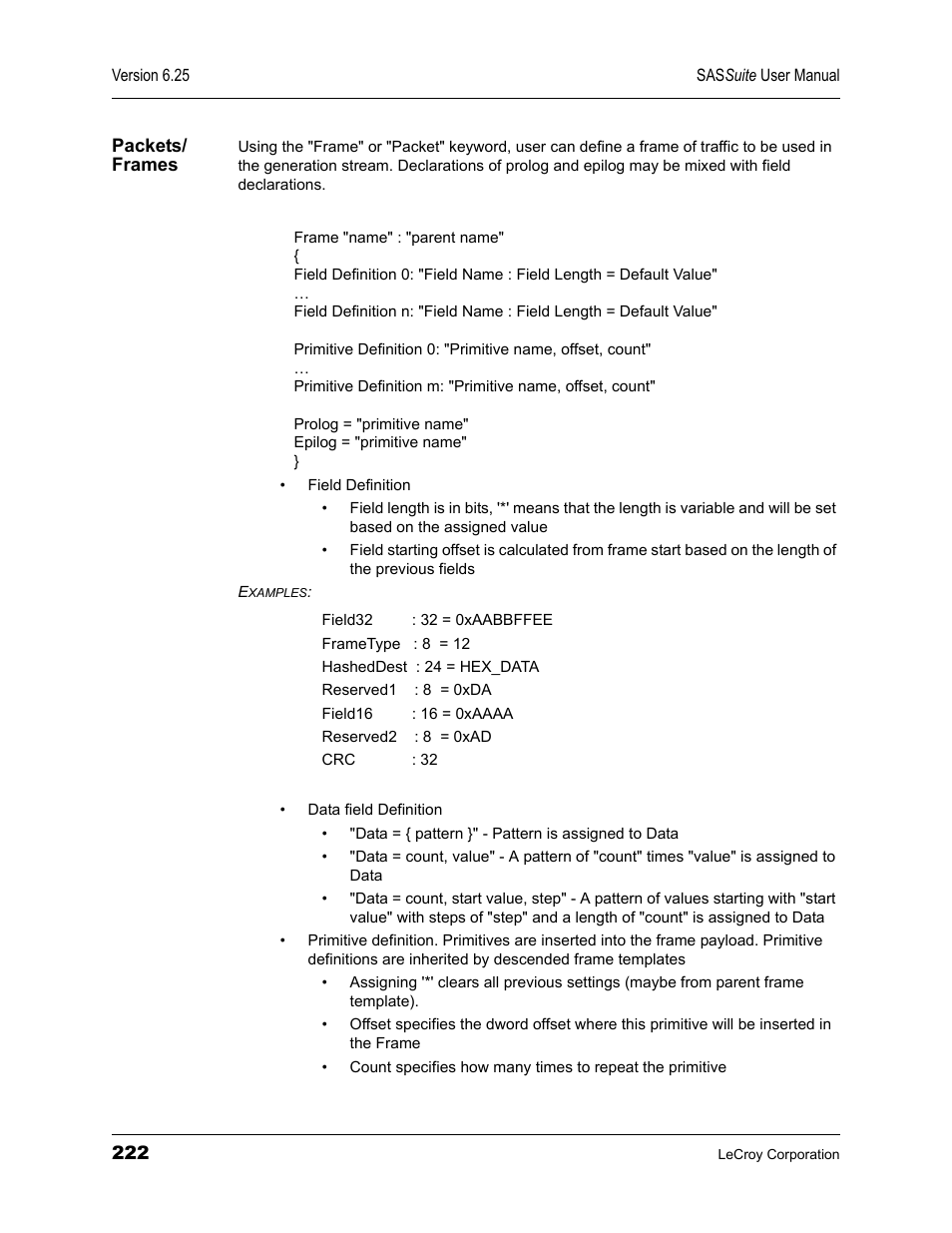 Packets/ frames | Teledyne LeCroy SAS Suite User Manual User Manual | Page 232 / 302