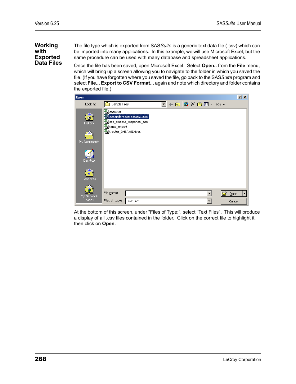 Working with exported data files | Teledyne LeCroy SAS Suite User Manual User Manual | Page 278 / 302