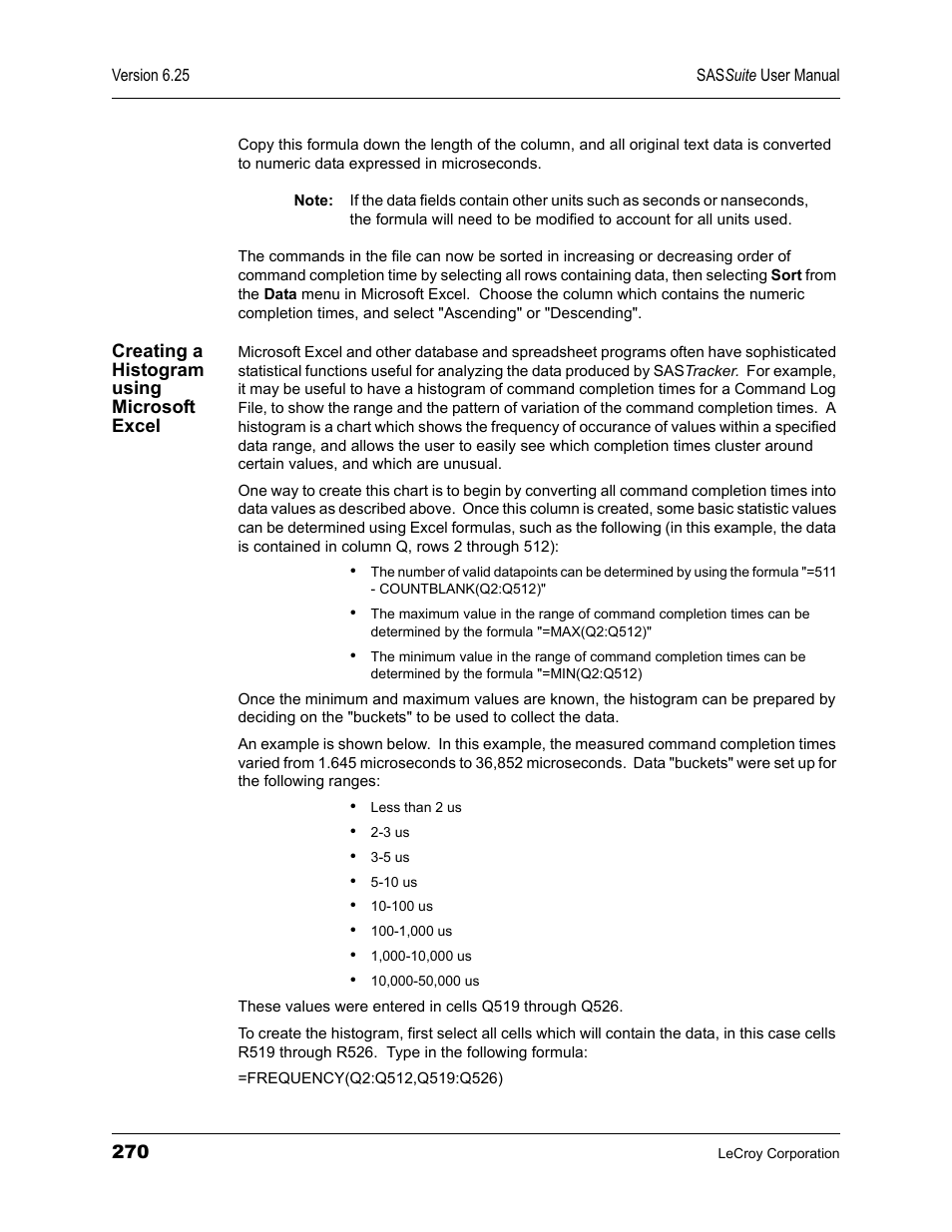 Creating a histogram using microsoft excel | Teledyne LeCroy SAS Suite User Manual User Manual | Page 280 / 302