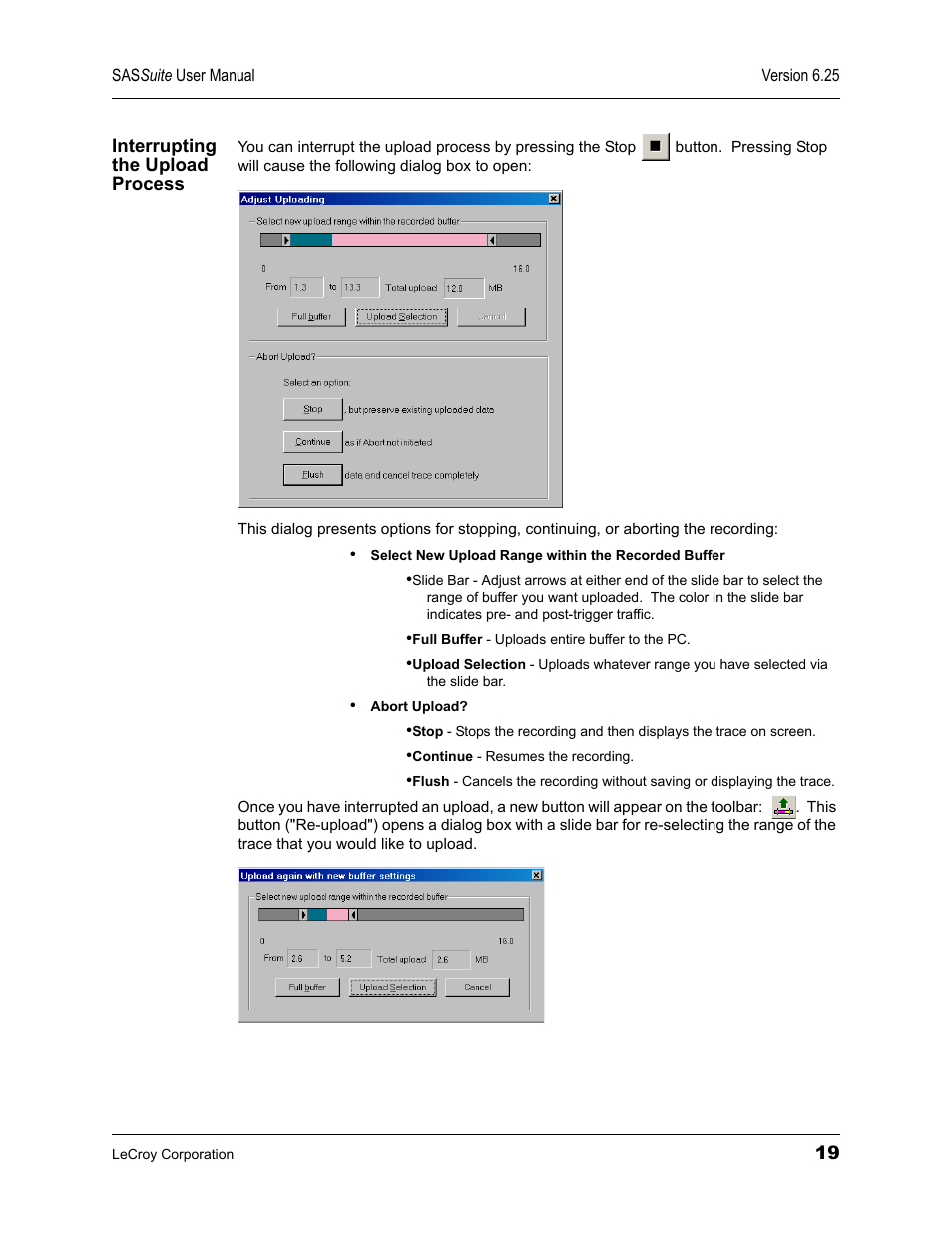 Interrupting the upload process | Teledyne LeCroy SAS Suite User Manual User Manual | Page 29 / 302
