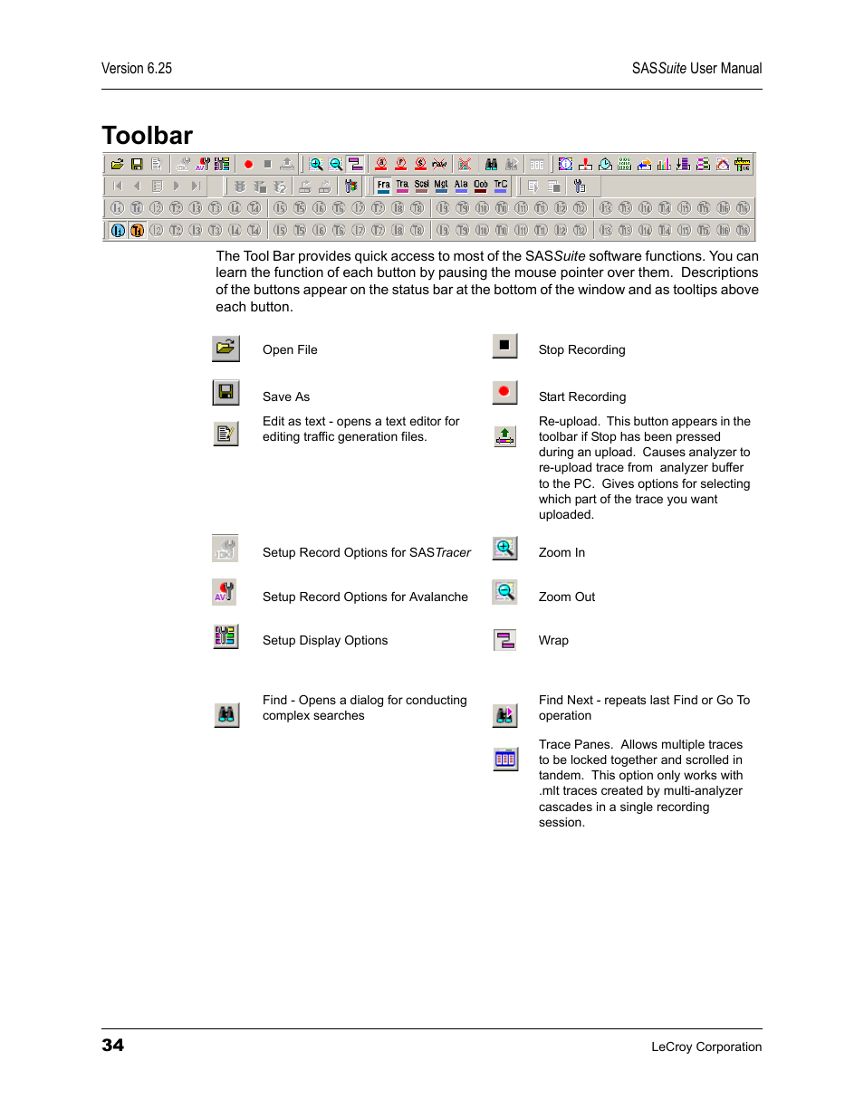 Toolbar | Teledyne LeCroy SAS Suite User Manual User Manual | Page 44 / 302