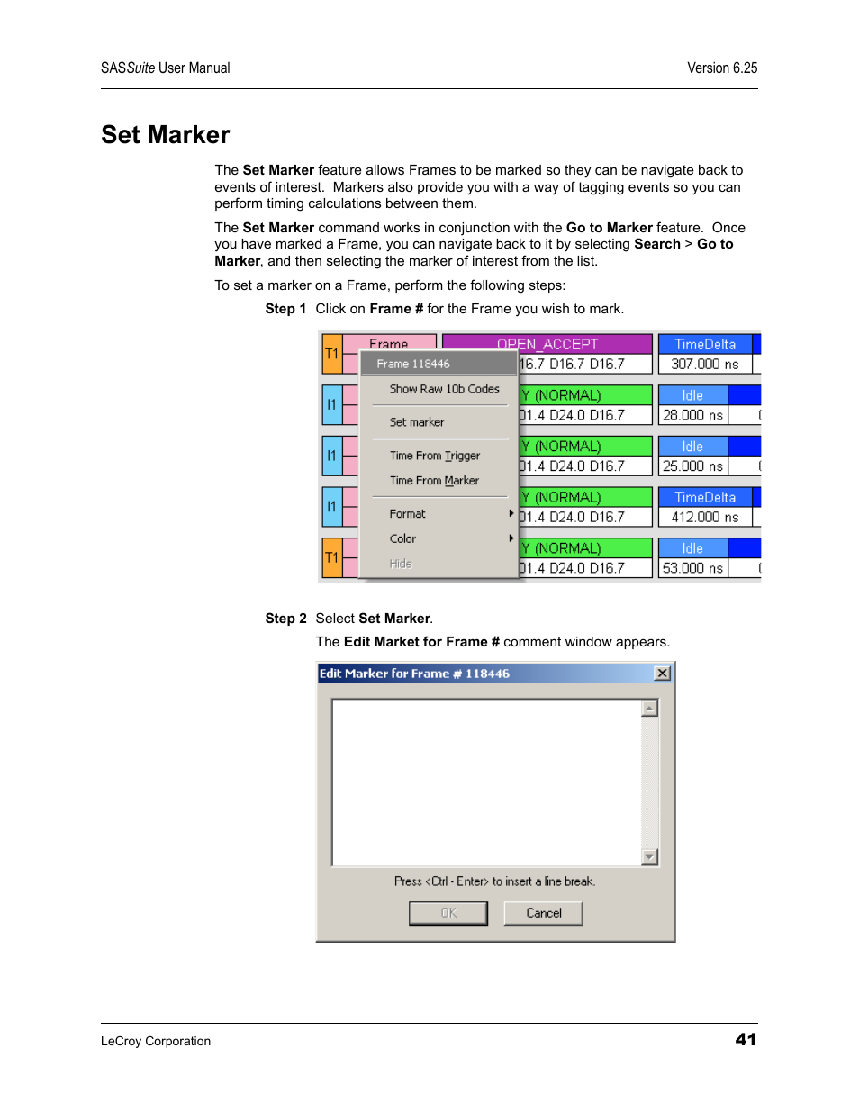 Set marker | Teledyne LeCroy SAS Suite User Manual User Manual | Page 51 / 302