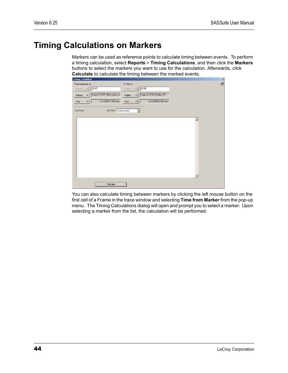 Timing calculations on markers | Teledyne LeCroy SAS Suite User Manual User Manual | Page 54 / 302