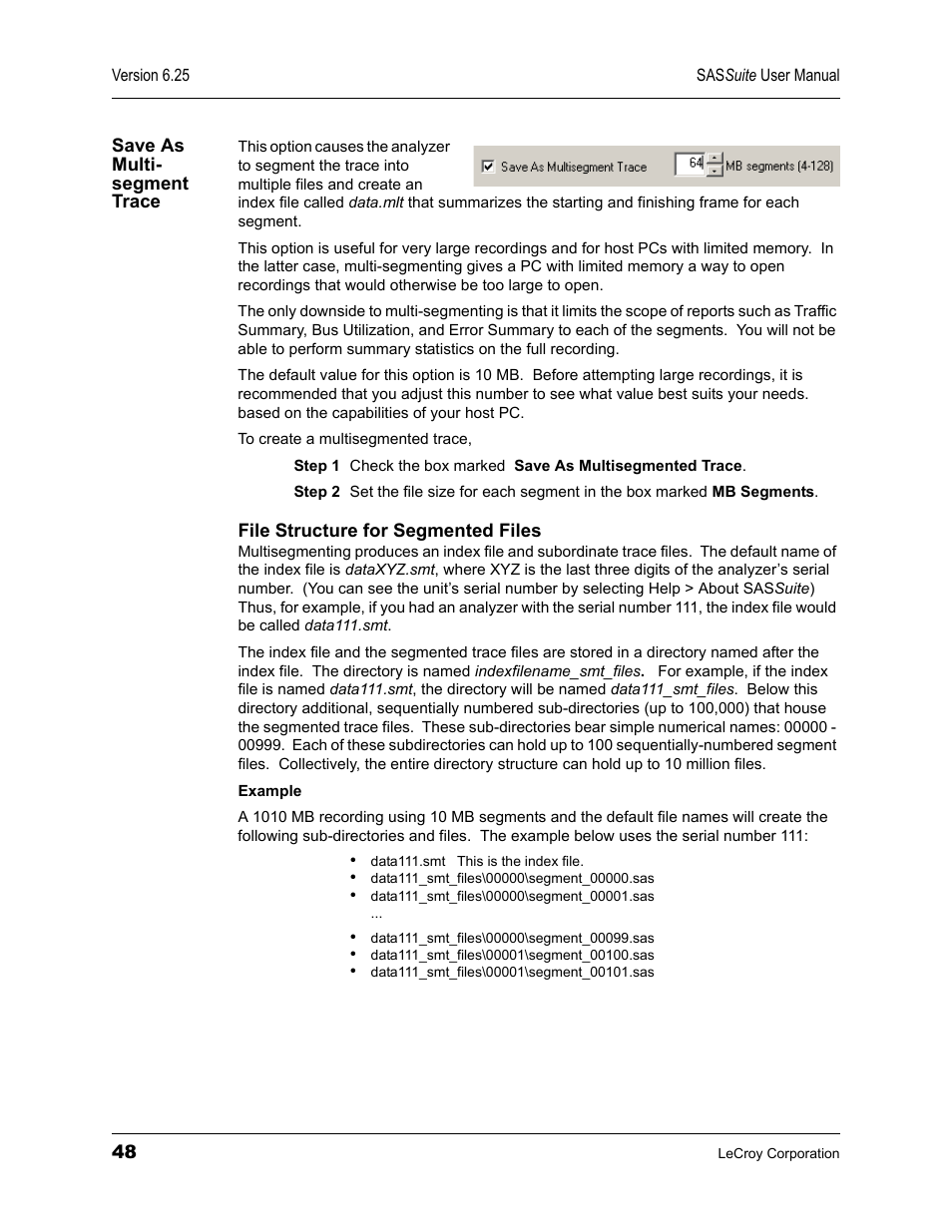 Save as multi- segment trace | Teledyne LeCroy SAS Suite User Manual User Manual | Page 58 / 302