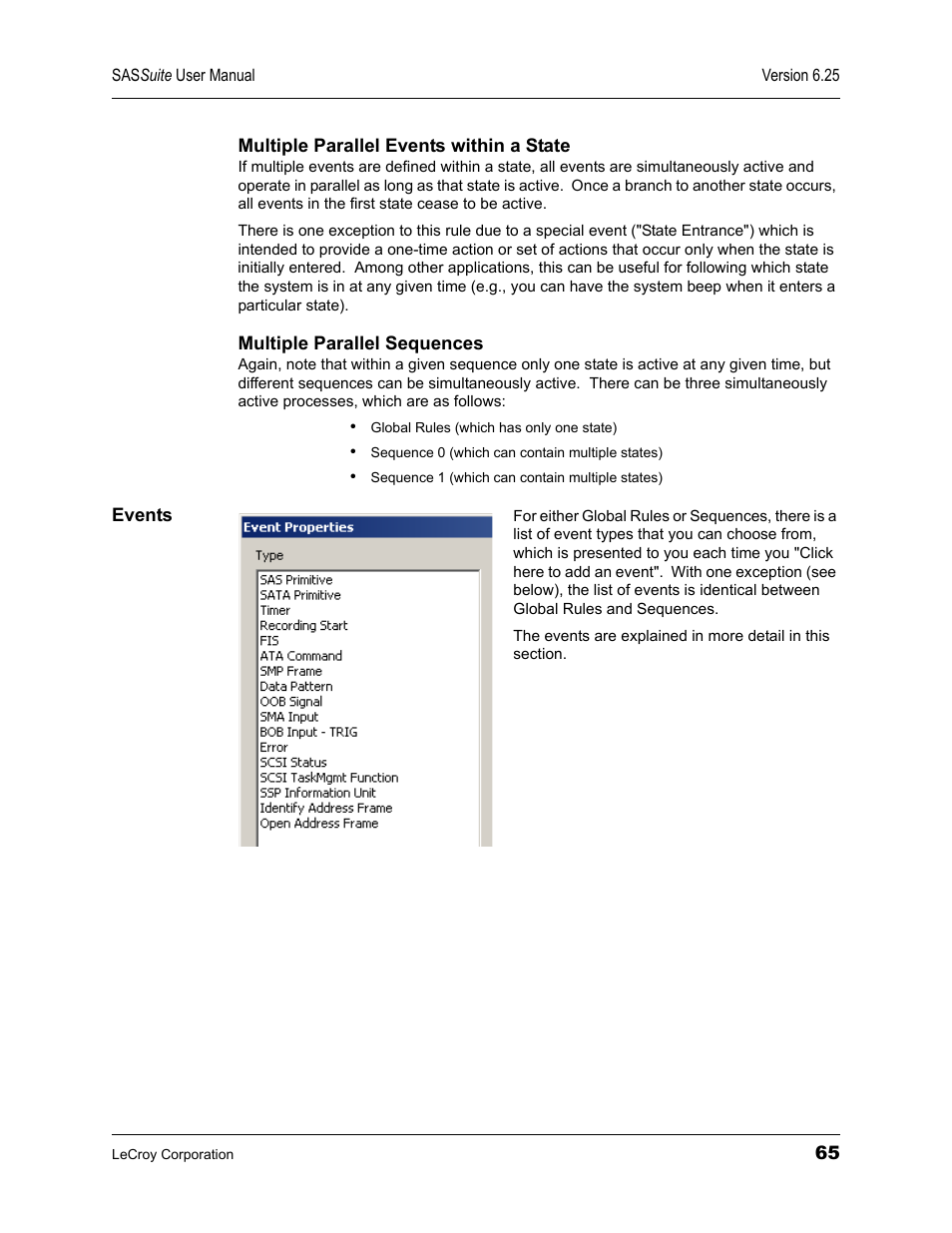 Events | Teledyne LeCroy SAS Suite User Manual User Manual | Page 75 / 302