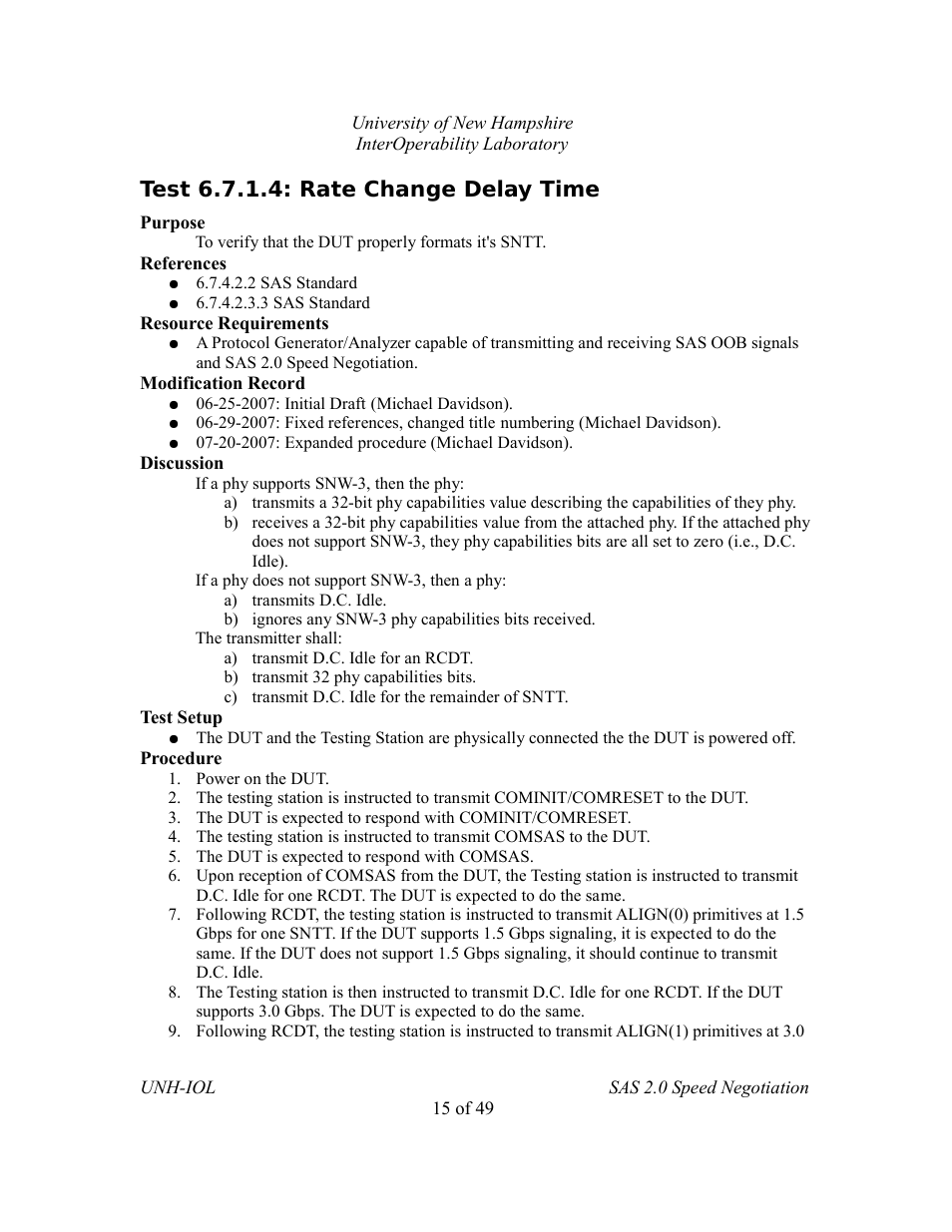 Test 6.7.1.4: rate change delay time | Teledyne LeCroy SAS Verification Test Descriptions User Manual | Page 151 / 186