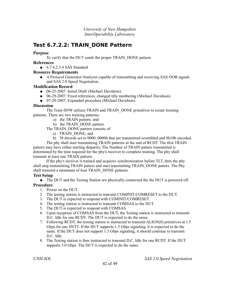 Test 6.7.2.2: train_done pattern | Teledyne LeCroy SAS Verification Test Descriptions User Manual | Page 178 / 186