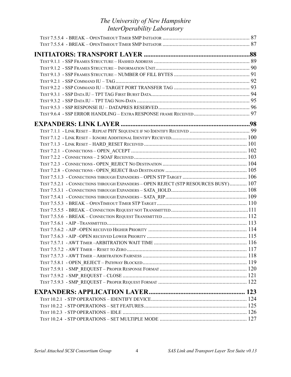 Initiators: transport layer, Expanders: link layer, Expanders: application layer | Teledyne LeCroy SAS Verification Test Descriptions User Manual | Page 5 / 186