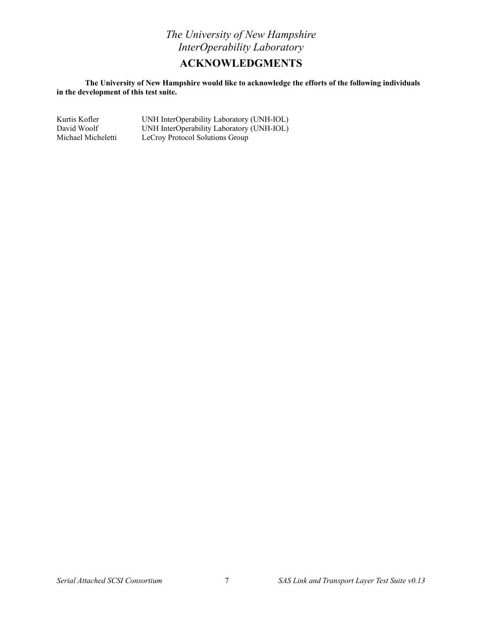 Acknowledgments | Teledyne LeCroy SAS Verification Test Descriptions User Manual | Page 8 / 186