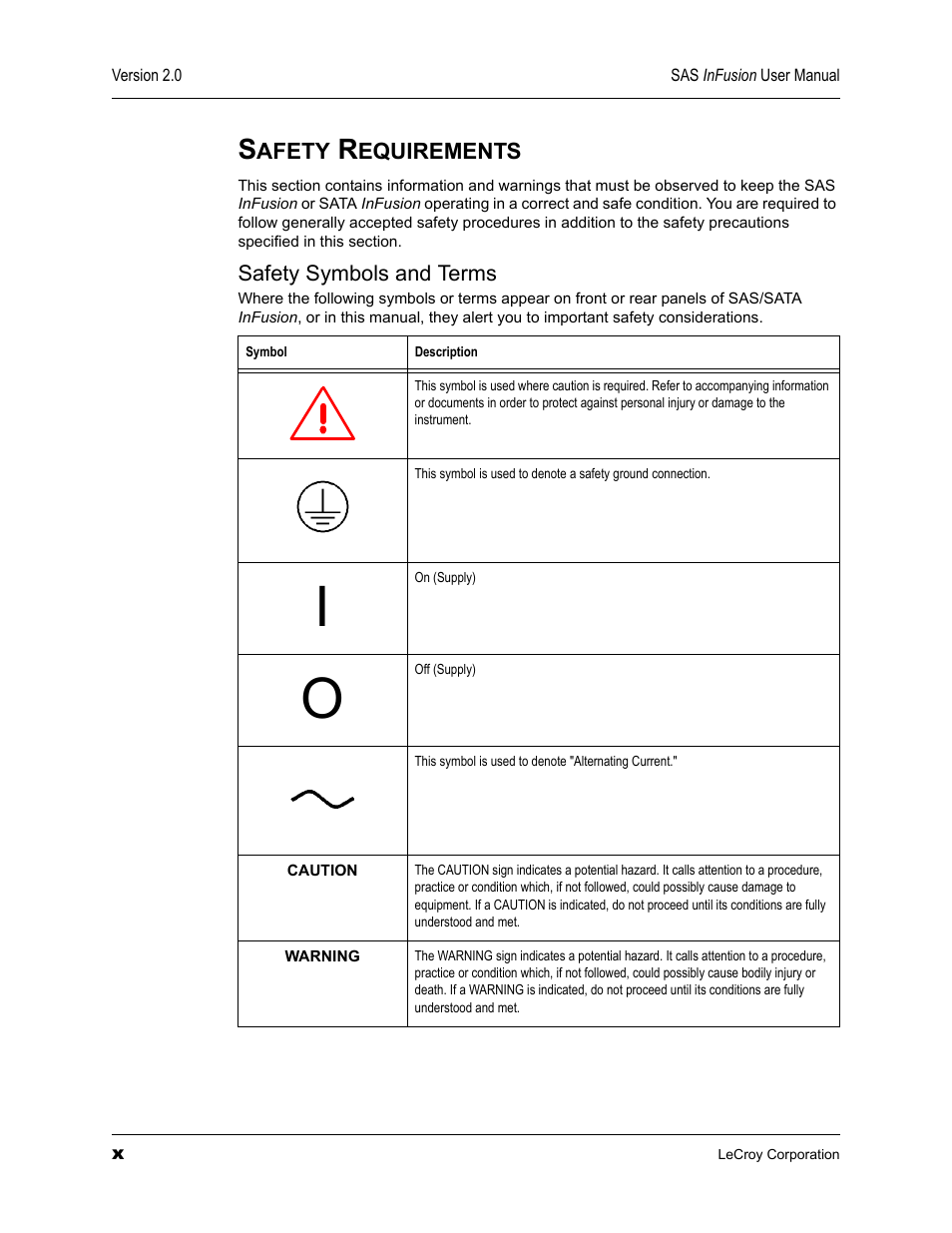 Safety requirements | Teledyne LeCroy SAS_SATA InFusion - Users Manual User Manual | Page 10 / 113