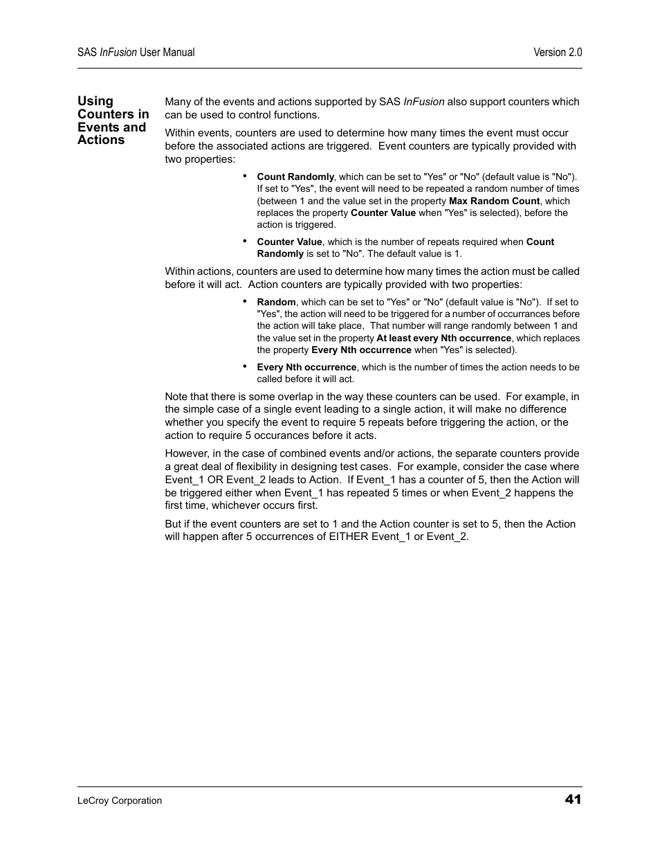 Using counters in events and actions | Teledyne LeCroy SAS_SATA InFusion - Users Manual User Manual | Page 55 / 113