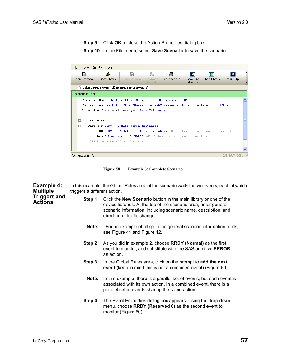 Example 4: multiple triggers and actions, Figure 58 example 3: complete scenario | Teledyne LeCroy SAS_SATA InFusion - Users Manual User Manual | Page 71 / 113