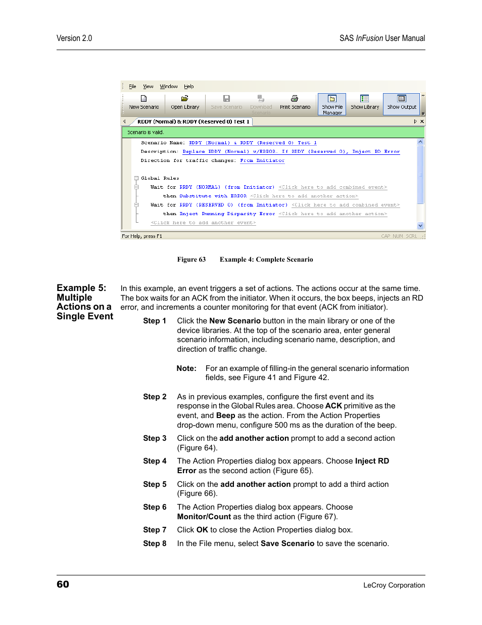 Example 5: multiple actions on a single event, Figure 63 example 4: complete scenario | Teledyne LeCroy SAS_SATA InFusion - Users Manual User Manual | Page 74 / 113