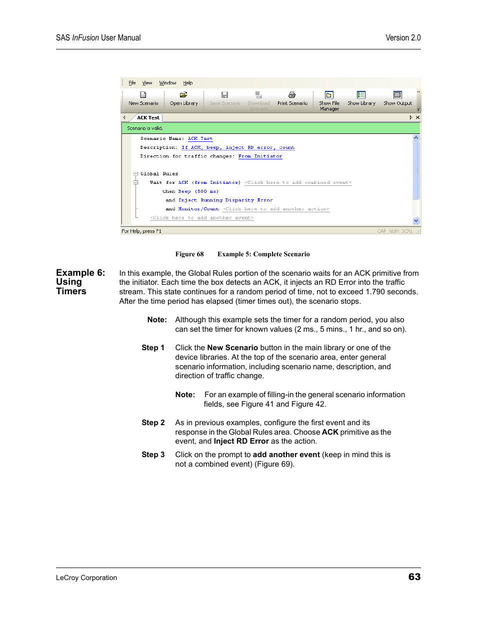 Example 6: using timers, Figure 68 example 5: complete scenario | Teledyne LeCroy SAS_SATA InFusion - Users Manual User Manual | Page 77 / 113