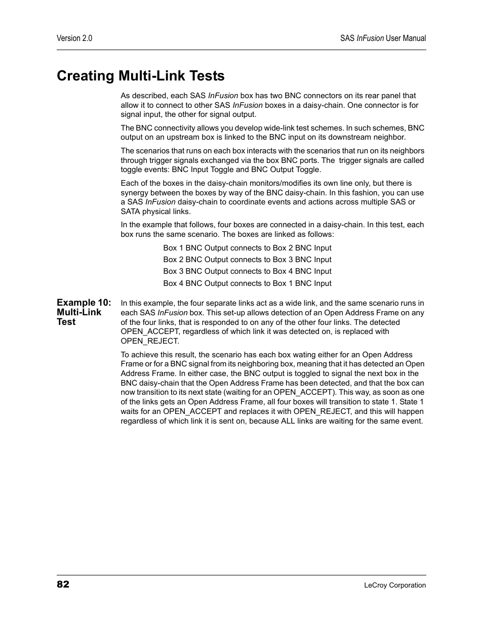 Creating multi-link tests, Example 10: multi-link test | Teledyne LeCroy SAS_SATA InFusion - Users Manual User Manual | Page 96 / 113