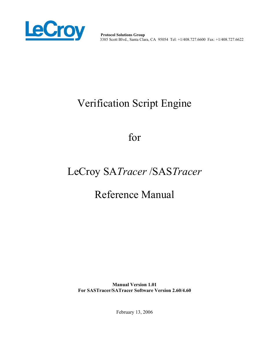 Teledyne LeCroy SATracer 3G Verification Script Engine manual User Manual | 68 pages