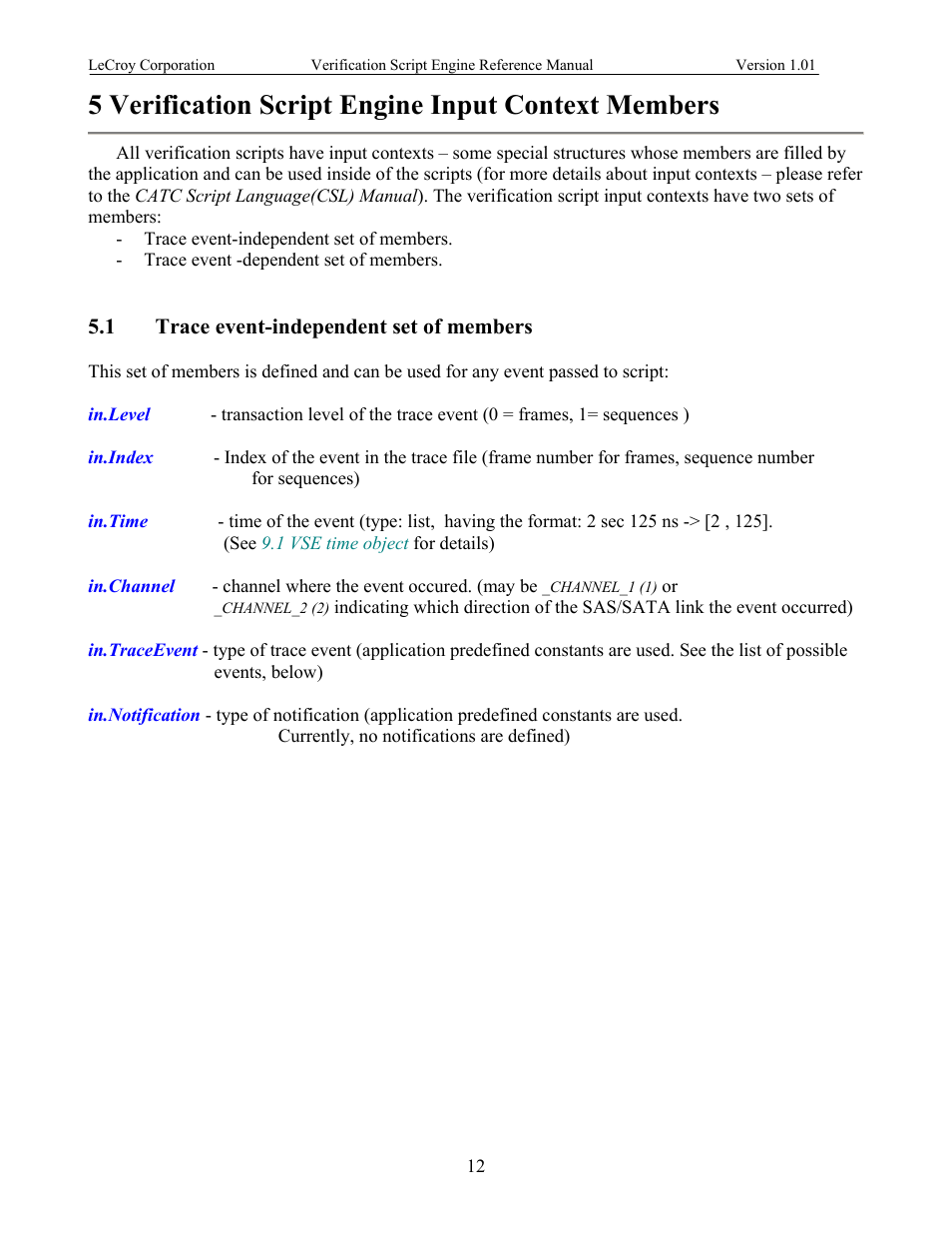 Verification script engine input context members, Trace event-independent set of members, 5 verification script engine input context members | Race event, Independent set of members | Teledyne LeCroy SATracer 3G Verification Script Engine manual User Manual | Page 17 / 68