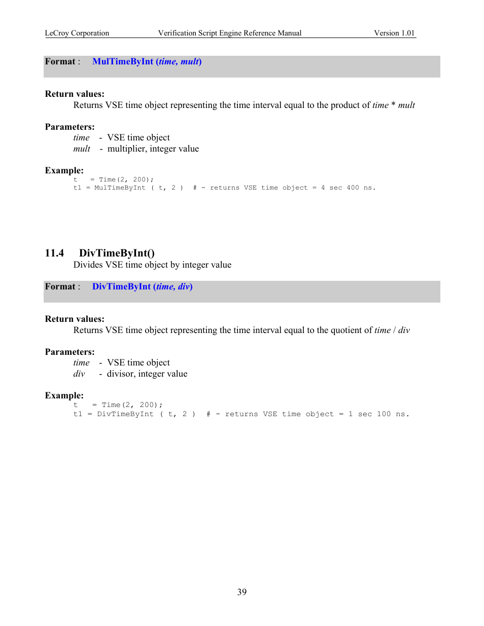 Divtimebyint(), 4 divtimebyint() | Teledyne LeCroy SATracer 3G Verification Script Engine manual User Manual | Page 44 / 68