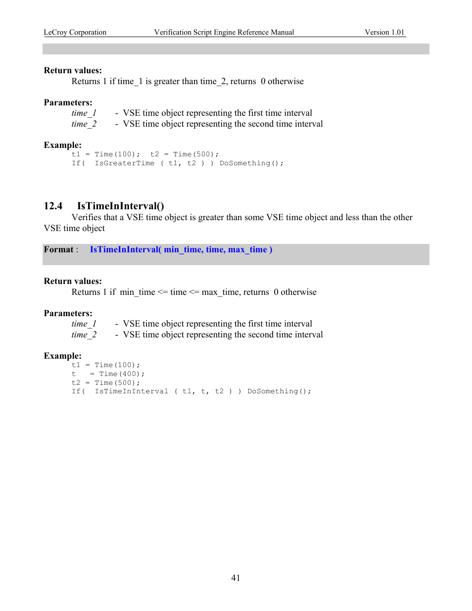 Istimeininterval(), Nterval, 4 istimeininterval() | Teledyne LeCroy SATracer 3G Verification Script Engine manual User Manual | Page 46 / 68