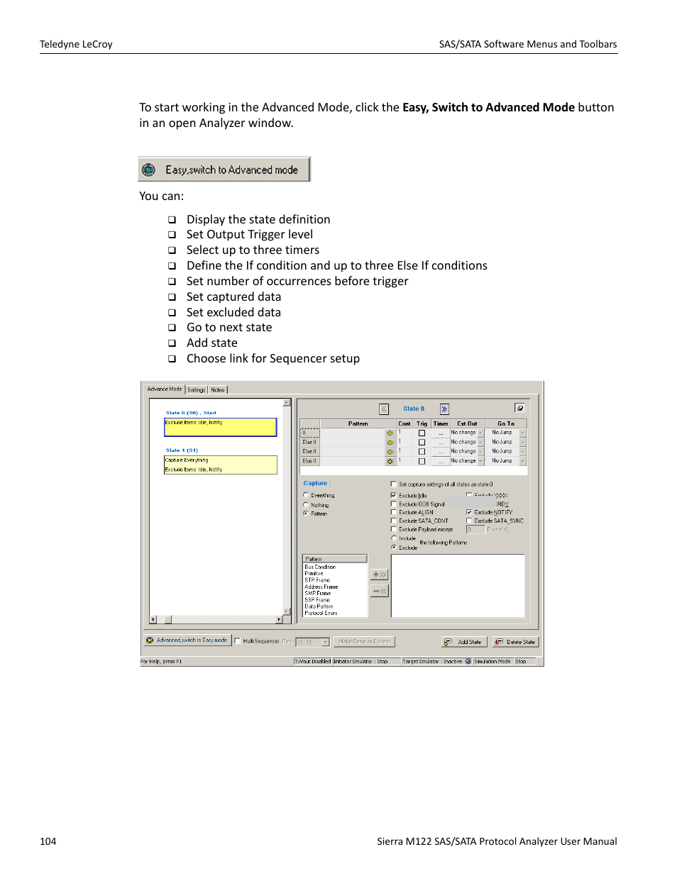 Working in advanced mode | Teledyne LeCroy Sierra M122 User Manual User Manual | Page 106 / 385